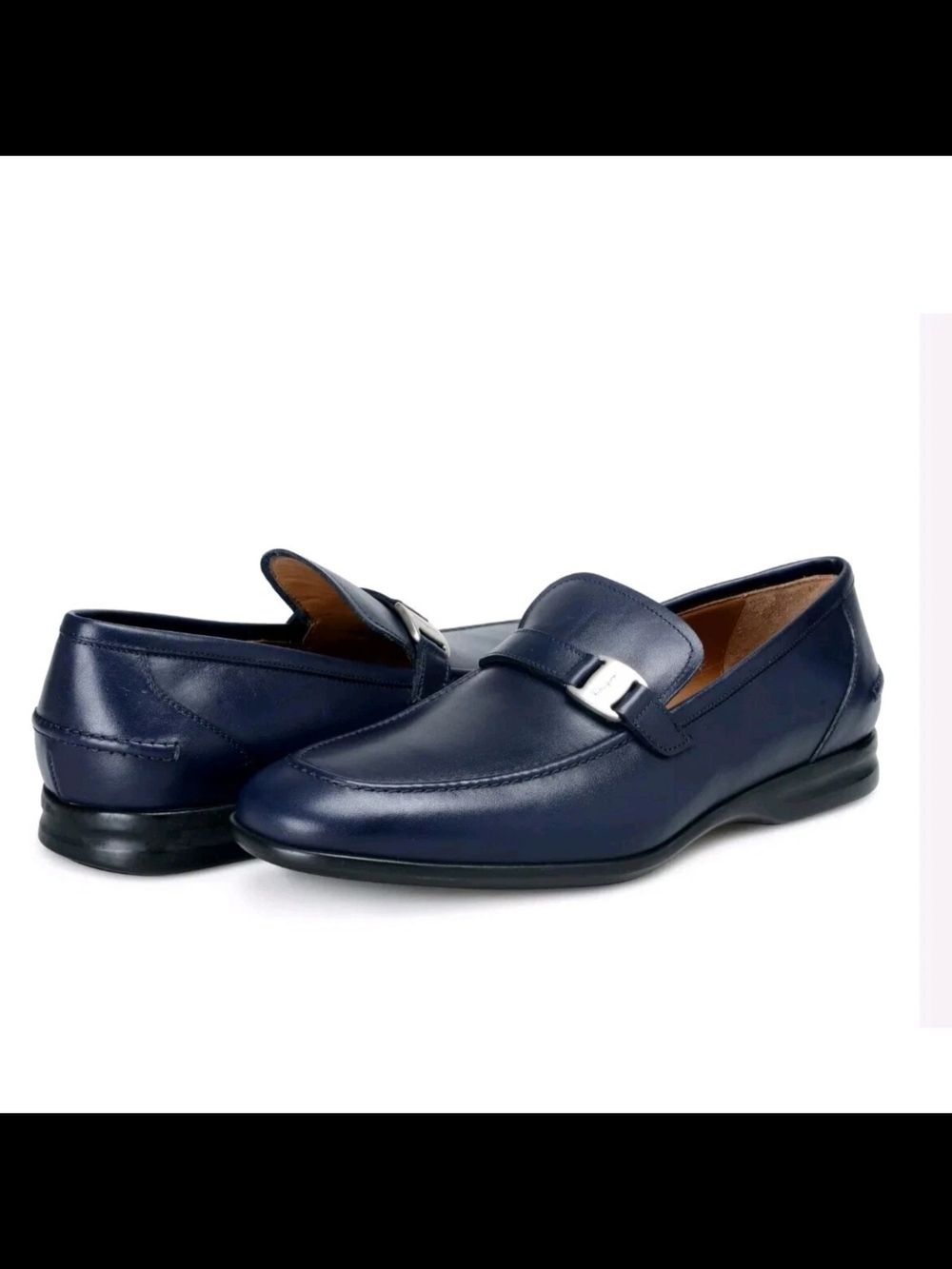 Salvatore Ferragamo "Tangeri 2" Blue Leather Slip On Loafers Size 6.5 2E